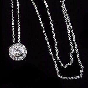 Sterling Silver Bezel CZ Pendant Necklace